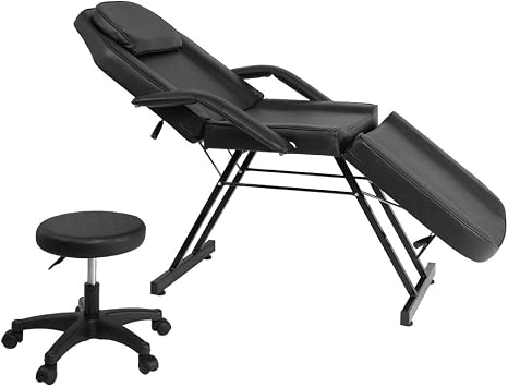 Tattoo Chair Bed Message Salon Spa Table Max Weight Capacity 500lbs 74 inch BlackInclude Stool
