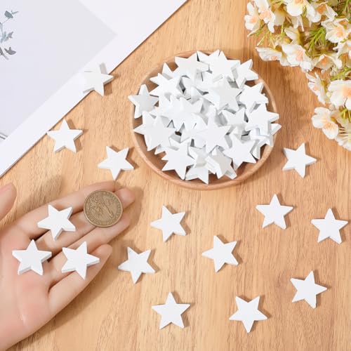 CRASPIRE 100pcs 1" Wooden Stars for Crafts Small White Unfinished Blank Wood Star Cutouts Ornaments Pieces Slices for Independence Day Flags Making Art Craft Decor DIY Crafts Wedding Party Crafting - Image 4