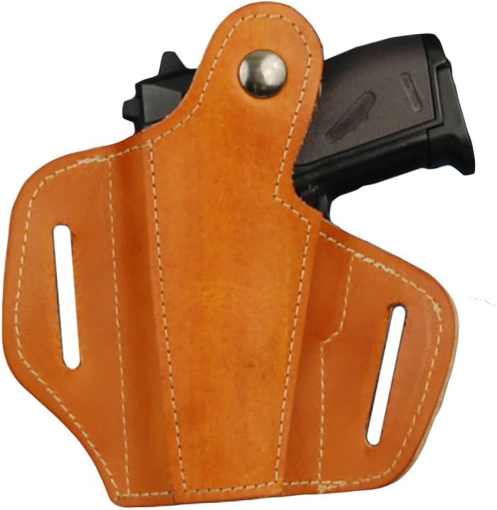Barsony New Tan Leather Pancake Gun Holster for Mini/Pocket 22 25 32 380