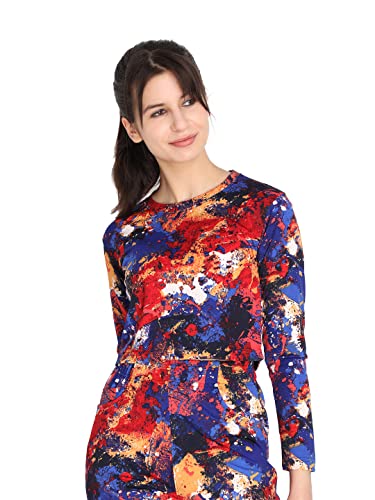 Image of CHKOKKO Women's Polyester Regular Fit Round Neck Full Sleeves Gym Crop Top