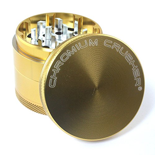 Chromium Crusher 1.6 Inch 4 Piece Tobacco Spice Herb Grinder - Gold