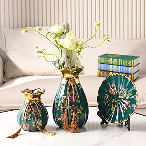 Ceramic Vases Set Of 3 For Home Decor, Chinese Classical And Gorgeous Pottery Vase, Flower #TOP3