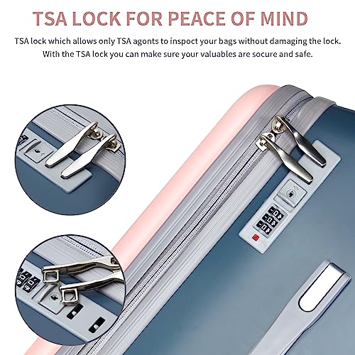 LemoHome Expandable Luggage with Spinner Wheels,Large Suitcases with Child Seat Design,Hard Luggage for Women and Men,20 inch Hardside Carry on Luggage for Travel (Pink)3