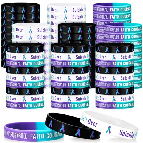 240 Pcs Suicide Prevention Awareness Bracelets Silicone Wristband Mental Health Hope Faith Courage Support for Adult Teen