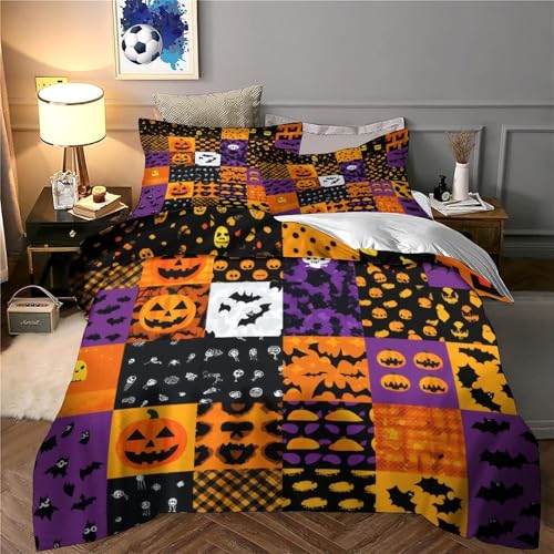 Parure de lit Halloween festive 3 pièces en microfibre King 3D