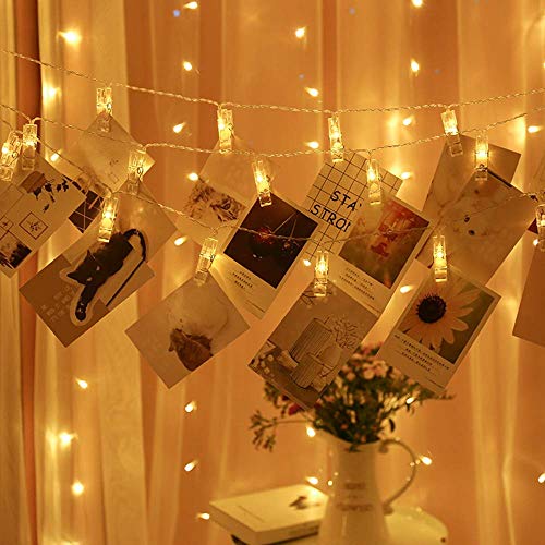 YEOLEH Photo Clip String Lights, Fairy 20 Clips 40 LEDs Lights Window Curtain