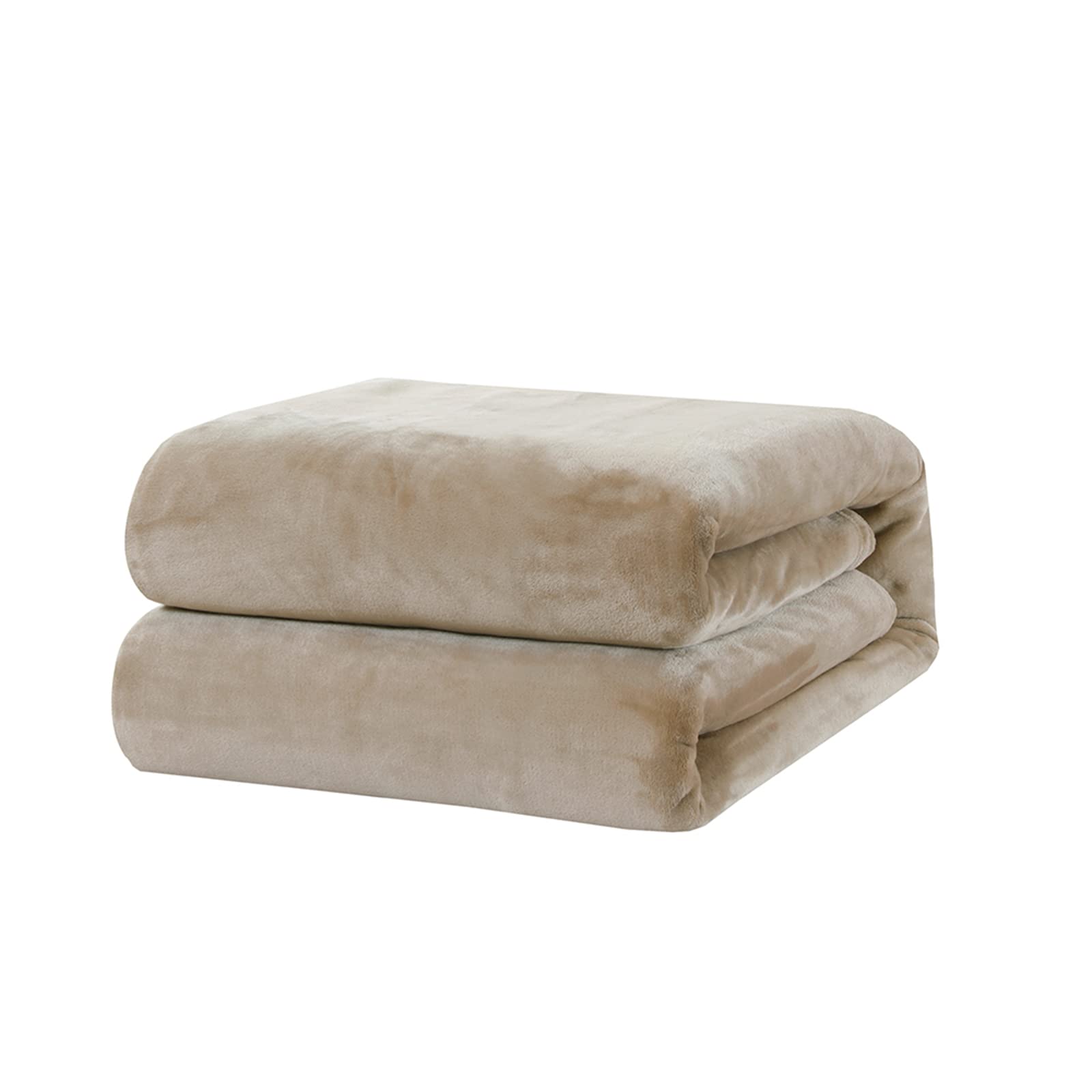 Bourina Flannel blanket throw Lightweight Cozy Plush Microfiber Solid fleece Blanket,Queen size 90 * 90 Inch,Beige