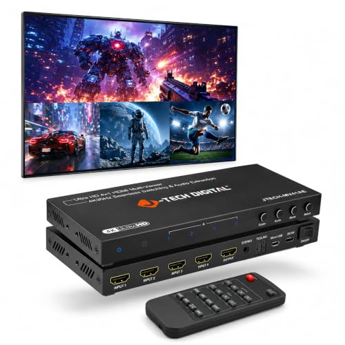 Conmutador 4x1 4K 30Hz HDMI con transiciones sin costuras y sistema de audio dual