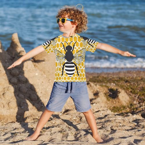 Boys Short Sleeve T-Shirts Bees Insect Funny Rashguard Kids Swim Shirts Sun UPF 50+ Multicoloured4