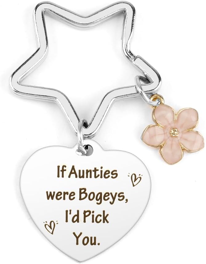 Hoosmoon Auntie Gifts,Auntie Birthday Gifts,Funny Presents for Aunt Keyring from Niece Christmas Birthday- If Aunties Were Bogeys, I'd Pick You