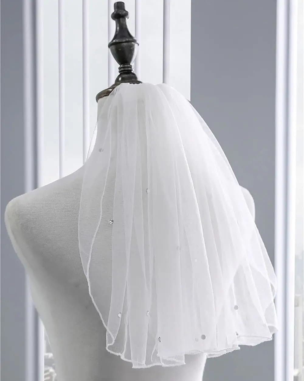 Velo Novia Velo de novia peine nupcial corto cristal despedida soltera hombro for mujer