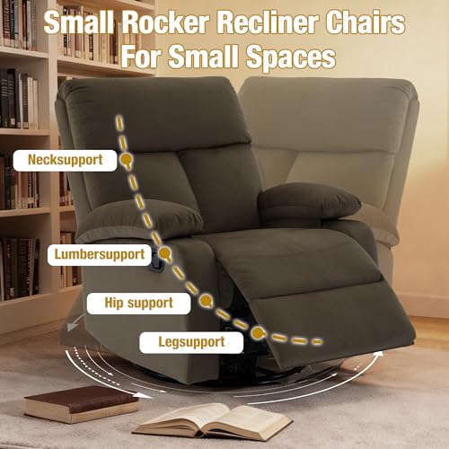 Sillón reclinable giratorio terciopelo marrón oscuro miniatura 7
