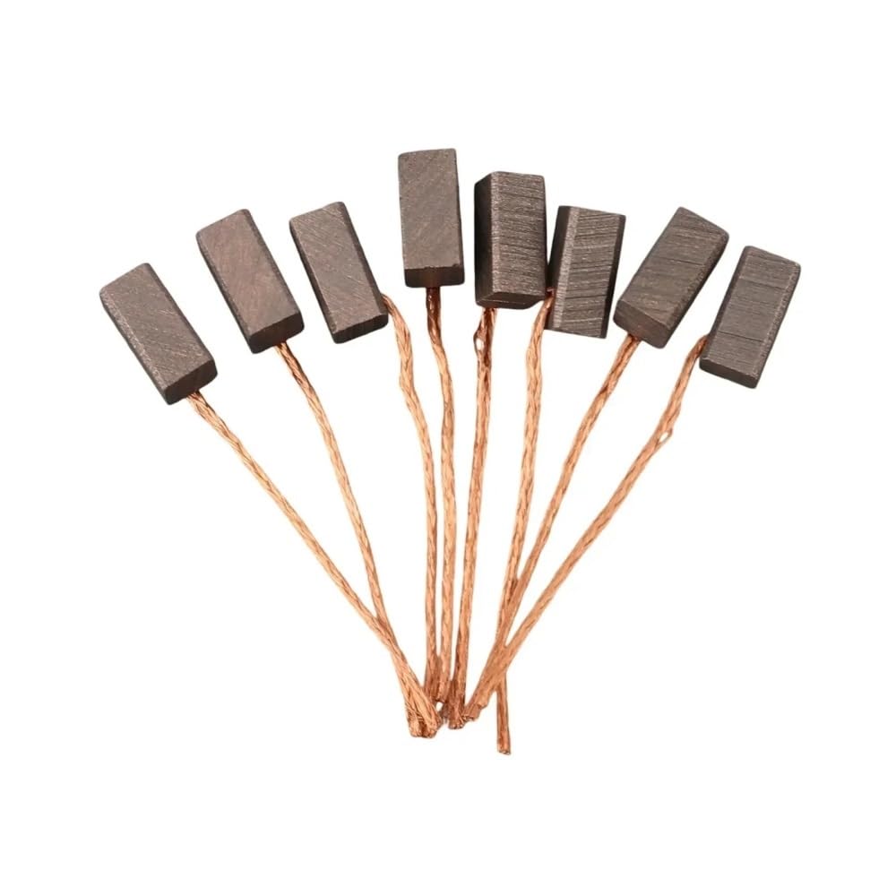 Części mechaniczne generatora ogólnego przeznaczenia, 8 sztuk/opakowanie, 5 x 5 x 10 mm miedziane szczotki węglowe, odpowiednie do szlifierek kątowych, młotków i narzędzi obrotowych