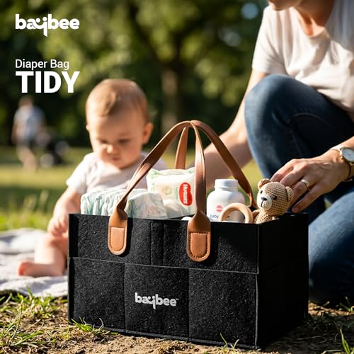 Image of BAYBEE Tidy Stylish & Modern Diaper Bag for Mothers for Travel | Large Capacity Storage Diaper Bag | Strong & Sturdy Baby Organizer Storage | Portable Diapers Caddy Organizer (Black)