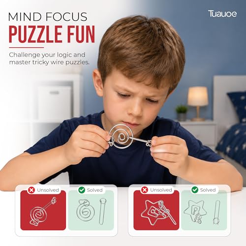 Tuauoe Metal Puzzles Brain Teaser, 24pcs Metal Wire Puzzles for Adults Kids Teenagers, Classical Mini Mind Ring Puzzle Set, Educational IQ Unlock Interlocking Toy Lock Puzzle Gift Set by Tuauoe - Image 7