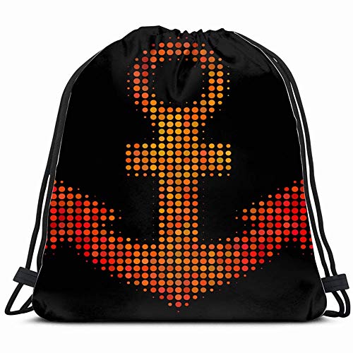 DHNKW pixelatedicon Pictogram Orange Signs Gym Sack Bag Drawstring Sport Beach Travel Outdoor Backpack for Women 17X14 Inch