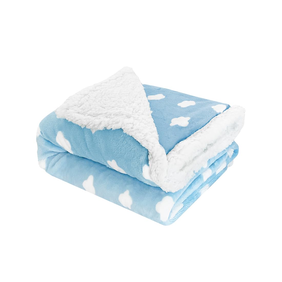 Acomoda Textil - Baby Blanket Printed with Clouds, Crib Blanket 100 x 140 cm. Baby Blanket with Soft Warm and Light Sheepskin (Blue)