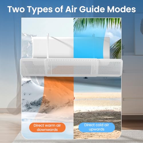 Image of HASTHIP Plastic Air Conditioner Deflector 22-32 inches Retractable Wind Deflector Adjustable Angle Design Universal Hanging Air Conditioner Wind Deflector for Room Bedroom Office