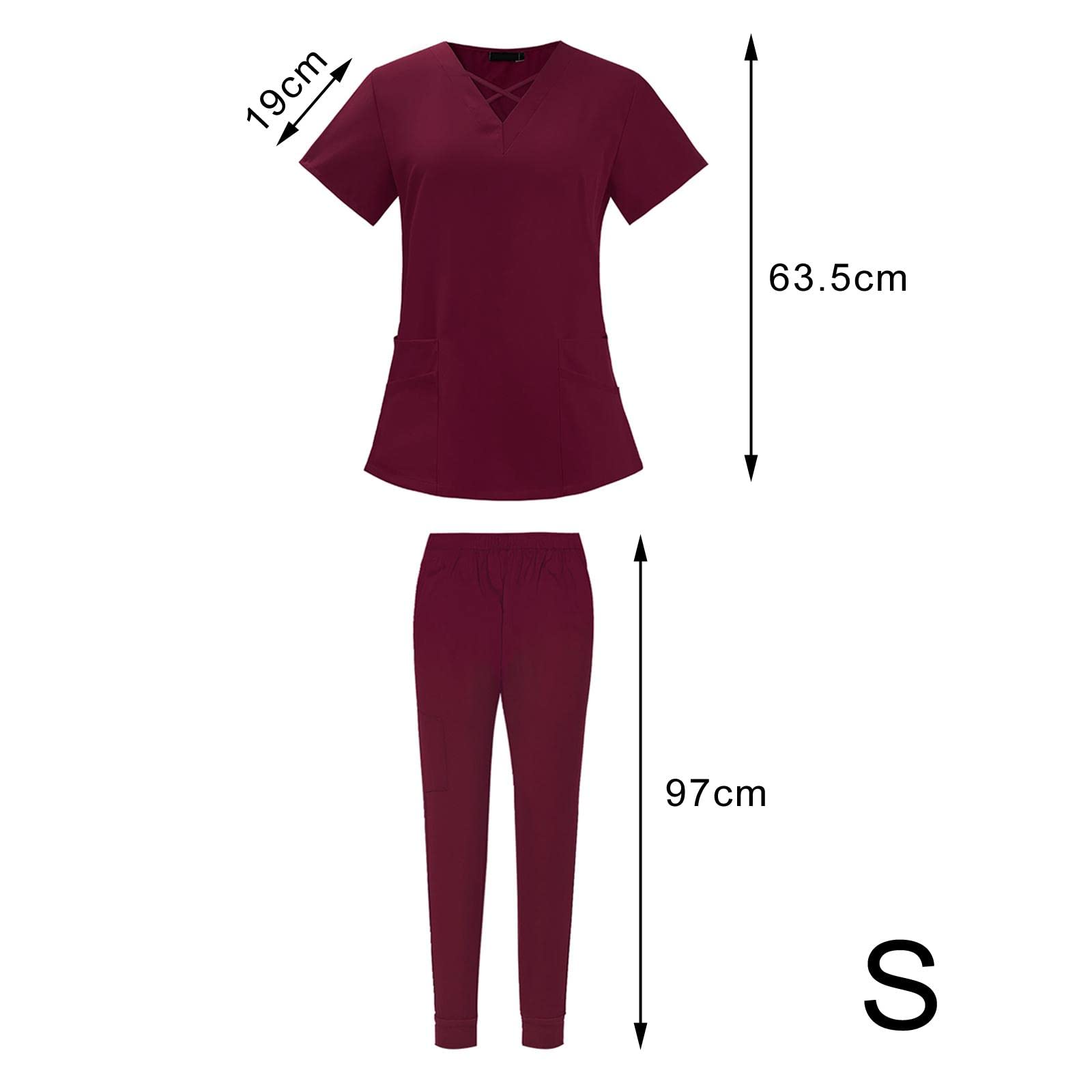 Conjunto de Uniforme Médico para Mujer, Pantalón Cómodos Y Sencillos con Bolsillos. Uniforme de Trabajo para SPA, Asistente de, Jogging Y E, Color rojo en S