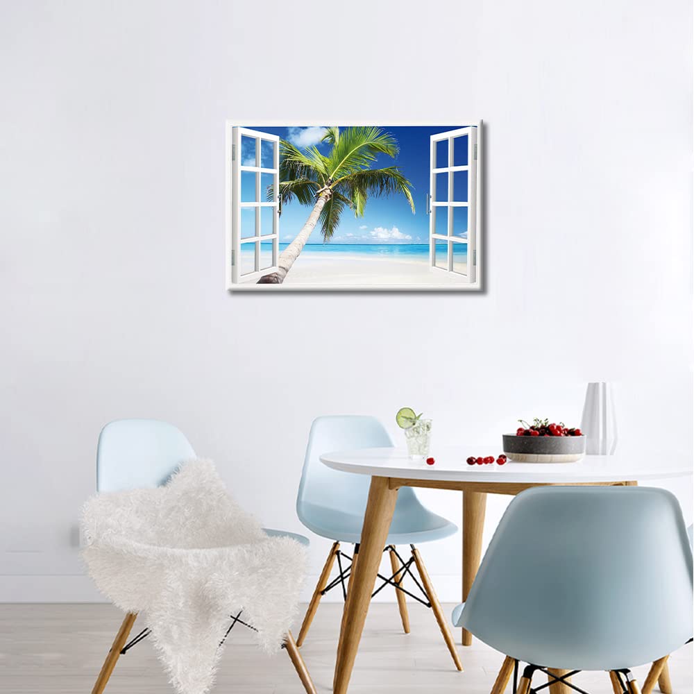 Wall Art Tropical Beach Pictures Prints on Canvas Wilderness Nature Photography Painting Canvas Wall Art Modern Home Decorations for Living Room Wall Decor Gallery Wrap Ready to Hang (24"W x 16"H) - Image 3