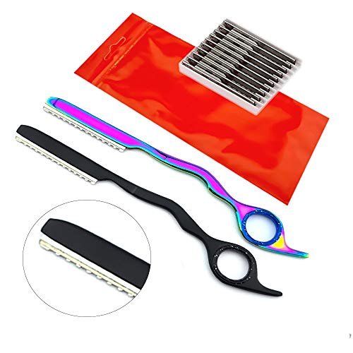 Professional Hair Thinning Razors Combo Pack Rainbow and Black color With 10 Replacement blades Hair Thinning Razor, Feather Styling, Hair Styling Razor,Feather Cutting Razors,Hair texturing
