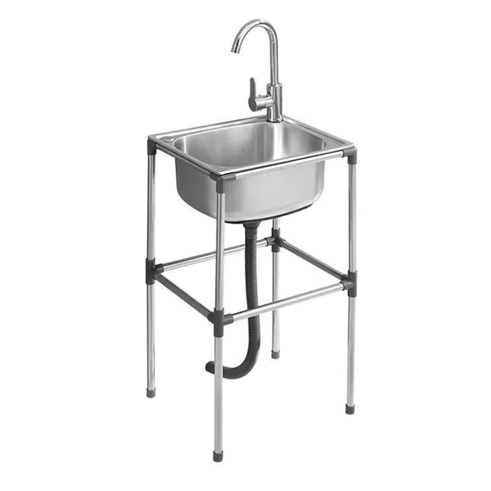 TAXXII Freestanding Stainless Steel Utility Sink, Outdoor Single Bowl Portable Sink for Restaurant, Bar, Laundry, Garage, Backyard(37x31x75cm)