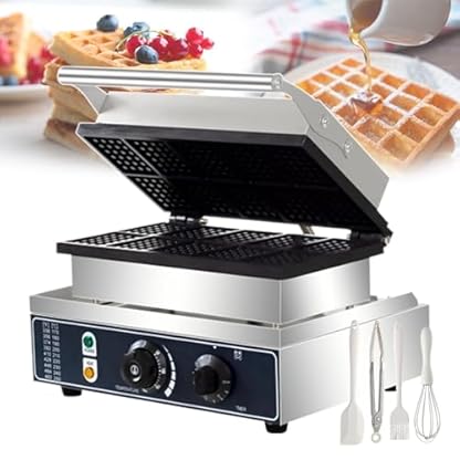 lilishangmao Professionelles Waffeleisen Mit 1550 W Doppelseitiger Heizung,0–5 Min. Einstellbarer Timer Und Temperaturbereich Von 122–572 °F,Mit Backwerkzeug Für Quadratische Waffeln,Für Bäckereien
