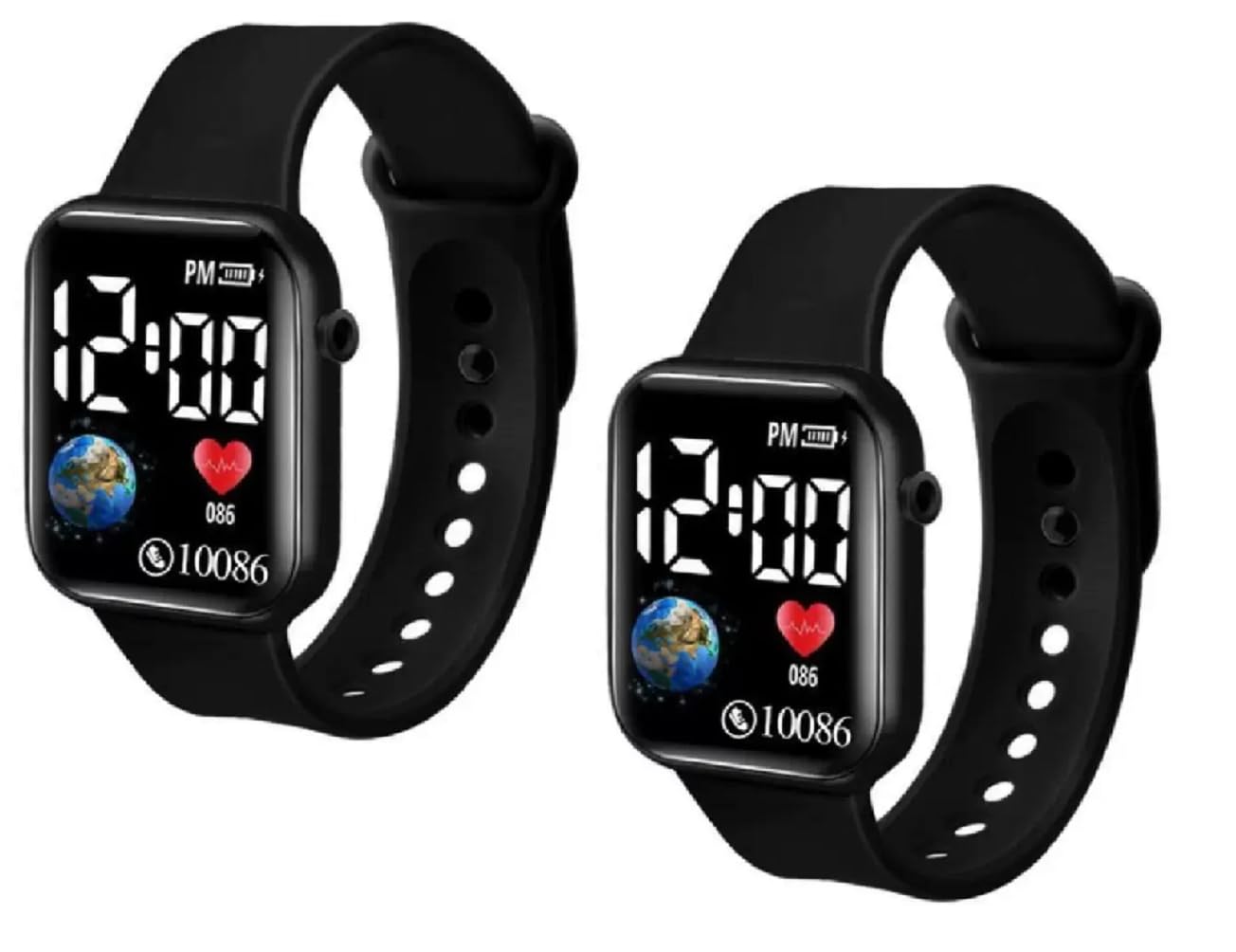 SELLORIA Digital Sports Multi Functional Black Dial Watch for Mens Boys Kids Pack of 2 SELLORIA Digital Sports Multi Functional Black Dial Watch for Mens Boys Kids Pack of 2