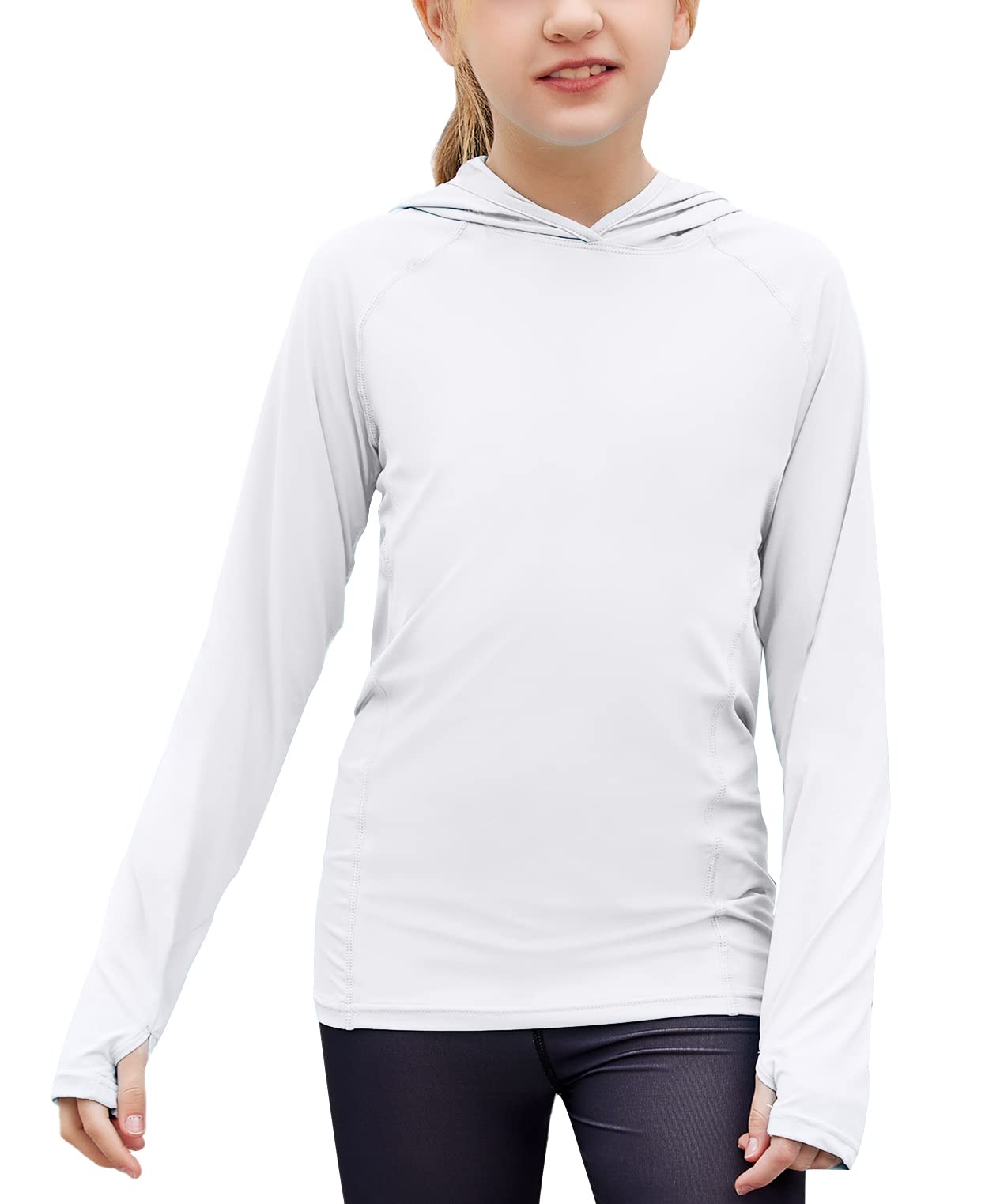 Kids UPF 50+ Sun Shirt Girls UV Protection Long Sleeve Athletic Hoodies