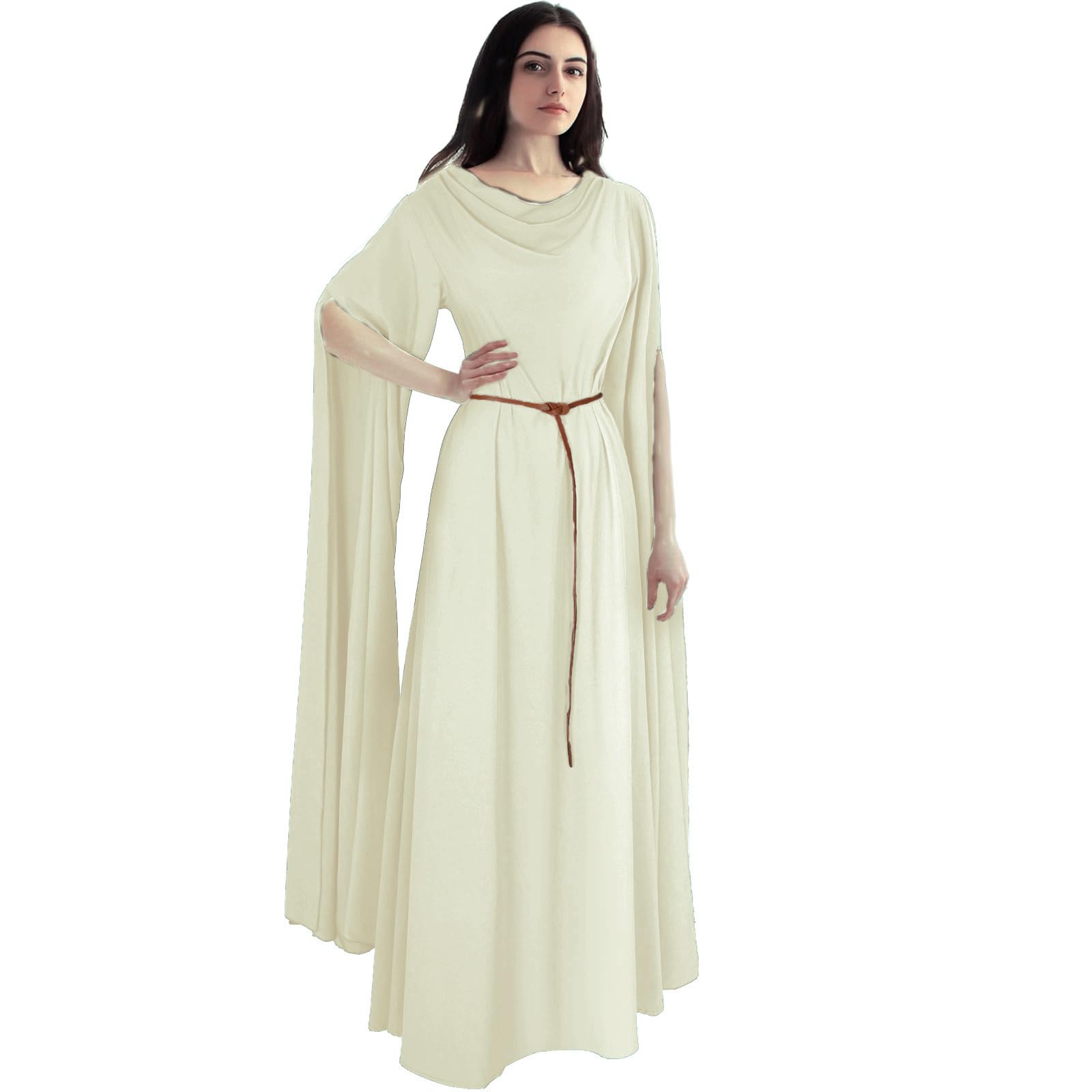 Teyujosem Women's Medieval Costume Renaissance Dress Long Sleeve Maxi Dress with Belt