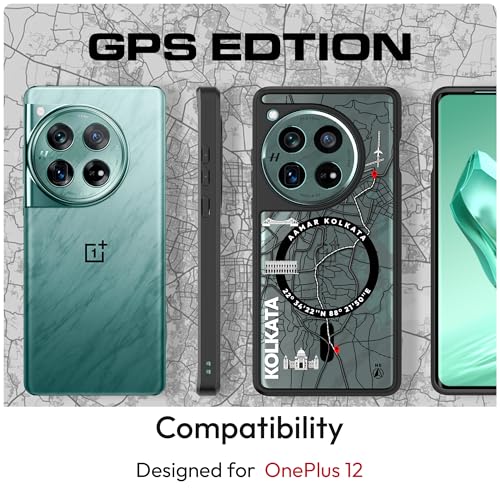 Image of KAPAVER Mag-X Back Cover Case Compatible with OnePlus 12 5G (PC+TPU) (GPS Kolkata), Multicolour