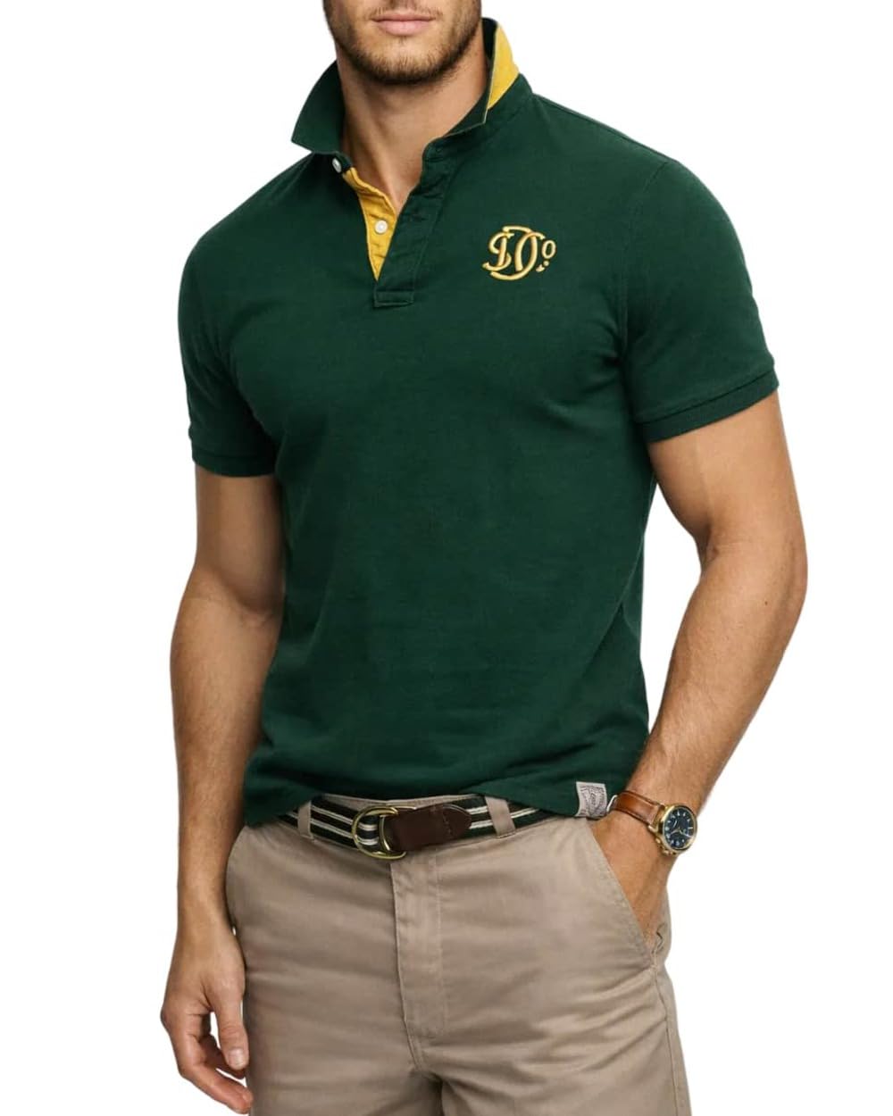 Superdry Pique Monogram Polo M1110465A Enamel Green/Winter Gold L