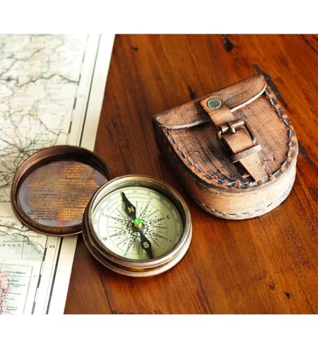 Brújula Vintage con Estuche de Cuero miniatura 2