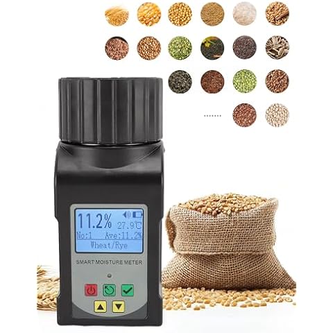 Grain Moisture Tester Portable Cup-Type Meter for 25 Grains Including Wheat, Corn, Coffee, High Precision with Temperature Compensation, Data Storage, for Farmers Food Processors & Traders - GOYOJO Cover