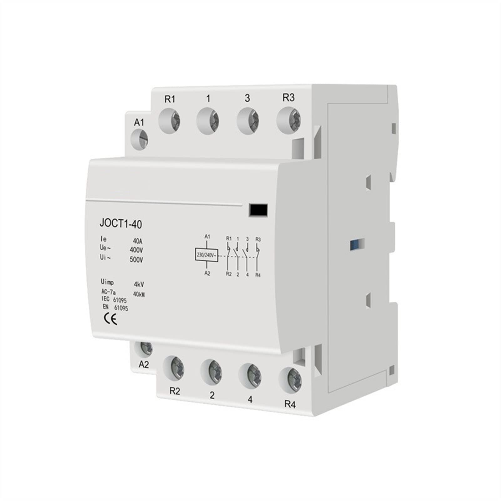 YFHGULBTK Contactor 4p 40a 220V/230V 50/60Hz Din Rail Household AC Contactors 4no 4nc 2no2nc Industrial Electrical(4p 40a 3no 1nc)