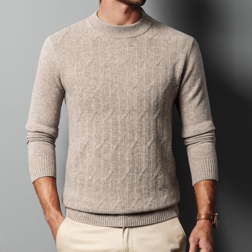 Mens 100% Wool Mock Turtleneck Sweater Casual Knit Long-Sleeved Pullover Tops Basic Solid Undershirts3