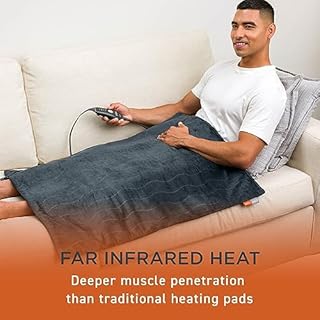 Pure Enrichment PureRelief Pro Far Infrared Oversized Body Wrap - 35” x 27” Full-Body Infrared Heating Pad for Back Pain, Shoulder Aches, Neck Strains, & Soreness in Knees, Abdomen, Chest, & Legs