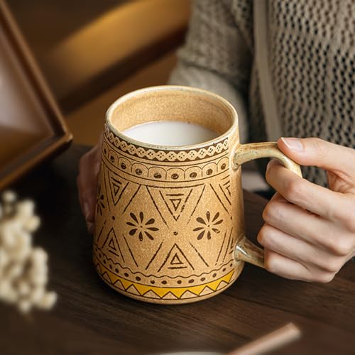 Taza de cerámica grande 24 oz con asa estilo bohemio miniatura 2