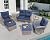 FKLUG 6 Pieces Patio Furniture Set, Outdoor Wicker Sofa Couch with 360° Swivel Rocking Chairs,Patio Conversation Sets with Ottoman and Coffee Table for Outside Porch Backyard Pool (Blue)
