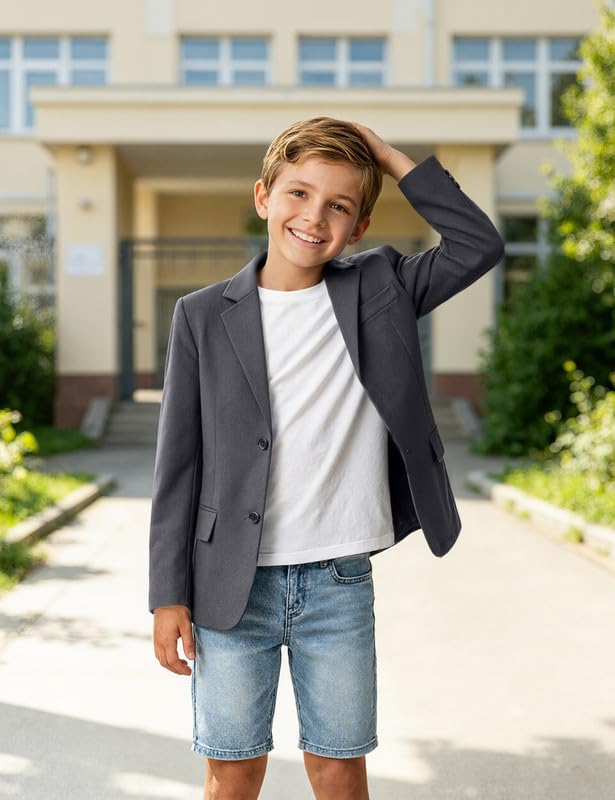 Image of Visaccy Boys Suit Jacket Toddler Formal Blazer Slim Fit Sport Coat for Kids