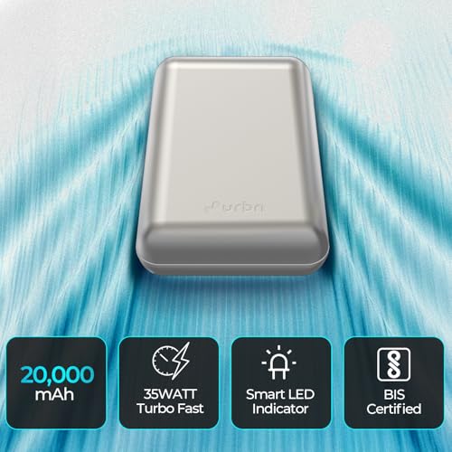 Image of URBN 20000mAh Nano Plus 35W Turbo Fast Charging Power Bank | Compact Pocket-Size | Dual Type-C PD Output | Two-Way Fast Charge | Metallic Finish | 12-Layer Circuit Protection | 1 Year Warranty