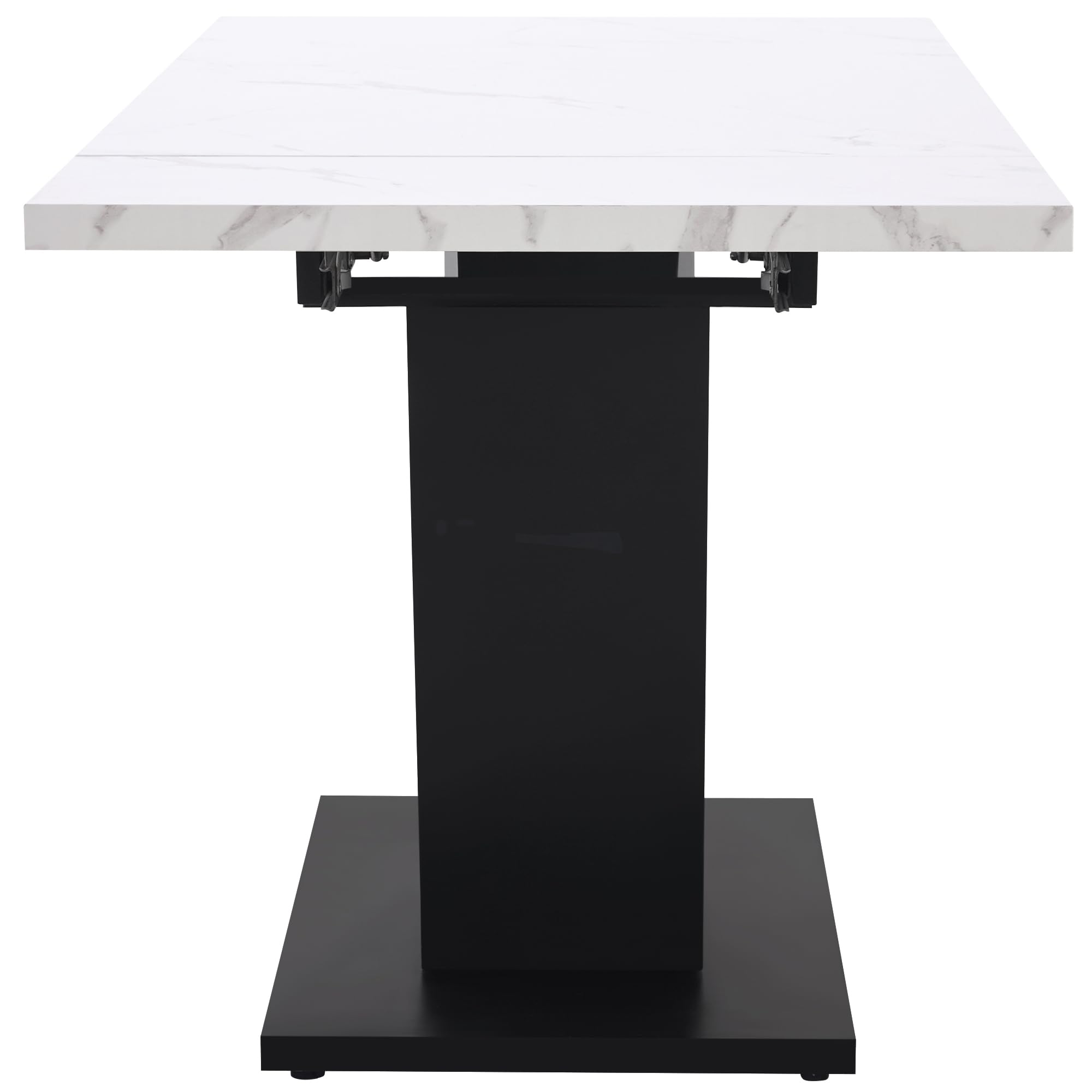 Idemon (99-159 × 75 cm), Mesa de comedor extensible, ahorra espacio, amplia superficie de trabajo, diseño flexible, adecuada para oficina en casa y sala de estar, tablero blanco con forma de V