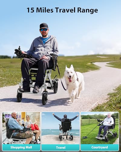 Image of 33 Lbs Lightweight Electric Wheelchair, Electric Wheelchairs for Adults Foldable, 15 Miles Range Motorized Wheelchair for Seniors, All Terrain Compact Portable Power Wheelchair, 330 Lbs Capacity