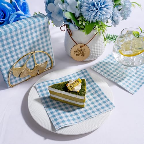 FLOWERCAT-100-Count-2-Ply-Blue-Checkered-Cocktail-Napkins-Gingham-Blue-and-White-Checkered-Napkins-Disposable-Premium-Quality-5-x-5-Blue-Paper-Napkins-for-Easter-PartyBarWeddings FLOWERCAT 100 Count 2 Ply Blue Checkered Cocktail Napkins Gingham Blue and White Checkered Napkins Disposable Premium Quality 5 x 5 Blue Paper Napkins for Easter PartyBarWeddings