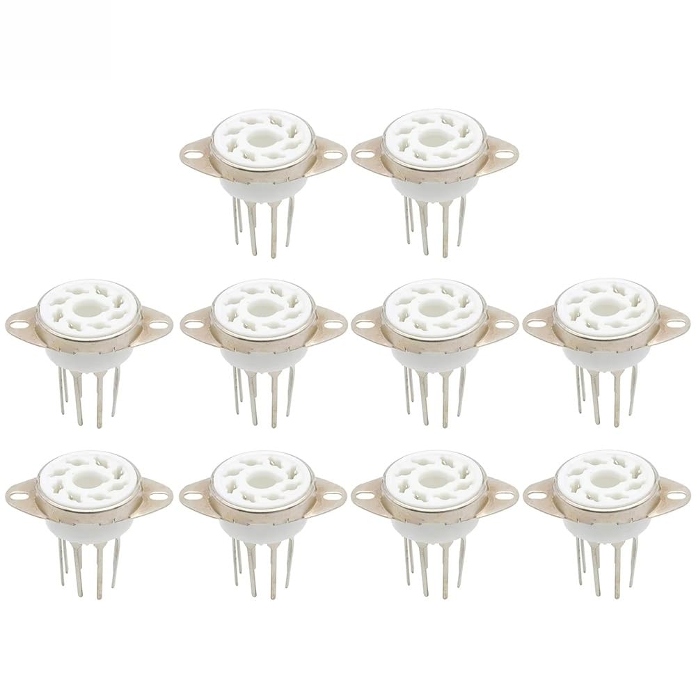 Zoccoli in Ceramica, 8 Pin K8A Zoccoli in Ceramica Ottale for Valvole Base Perni Lunghi for KT88 KT66 6SN7 5AR4 GZ34 5881 6V6 5U4G 6550 6J7 6SJ7 AMP Fai da Te(Tin Plated 10pcs)