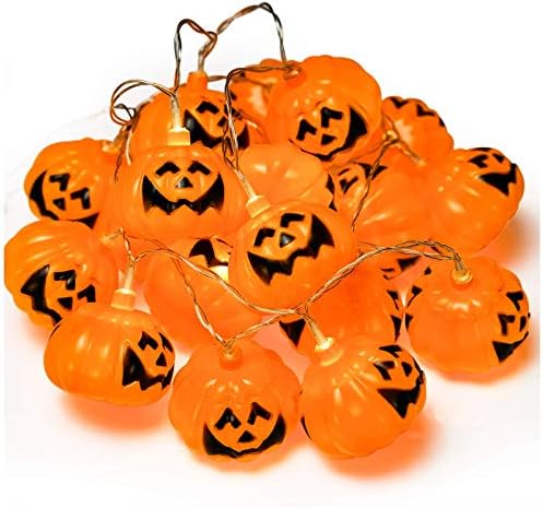 JamBer Halloween Pumpkin Fairy Lights 20LED Pumpkin String Lights 3D Halloween Orange Pumpkin Lights for Outdoor Garden, Yard, Patio, Xmas Tree, Party, Home Decoration