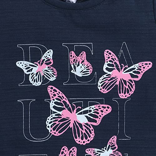 Image of Hopscotch Girls Jersey Graphic Print T-Shirt in Green Color