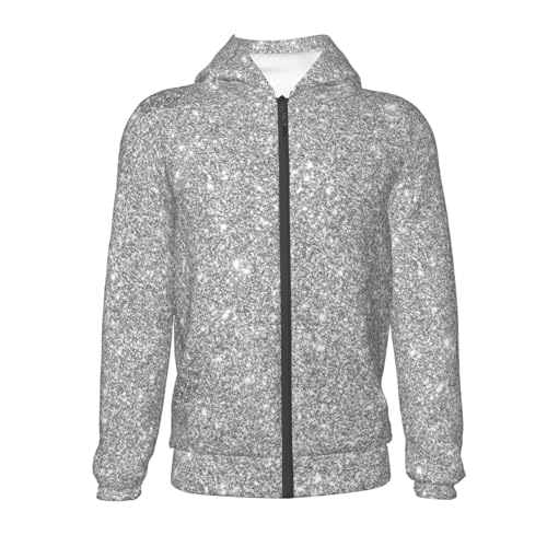 GlitterSilver Kids Pullover Hoodies Boys Zip Up Sweatshirts Girls Athletic Clothes with Pocket2