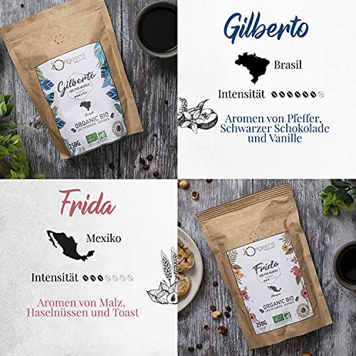 ORIGEENS Bio Kaffeebohnen Probierset 1kg | Premium Bio Arabica Kaffee Ganze Bohnen Set 4x250g |...