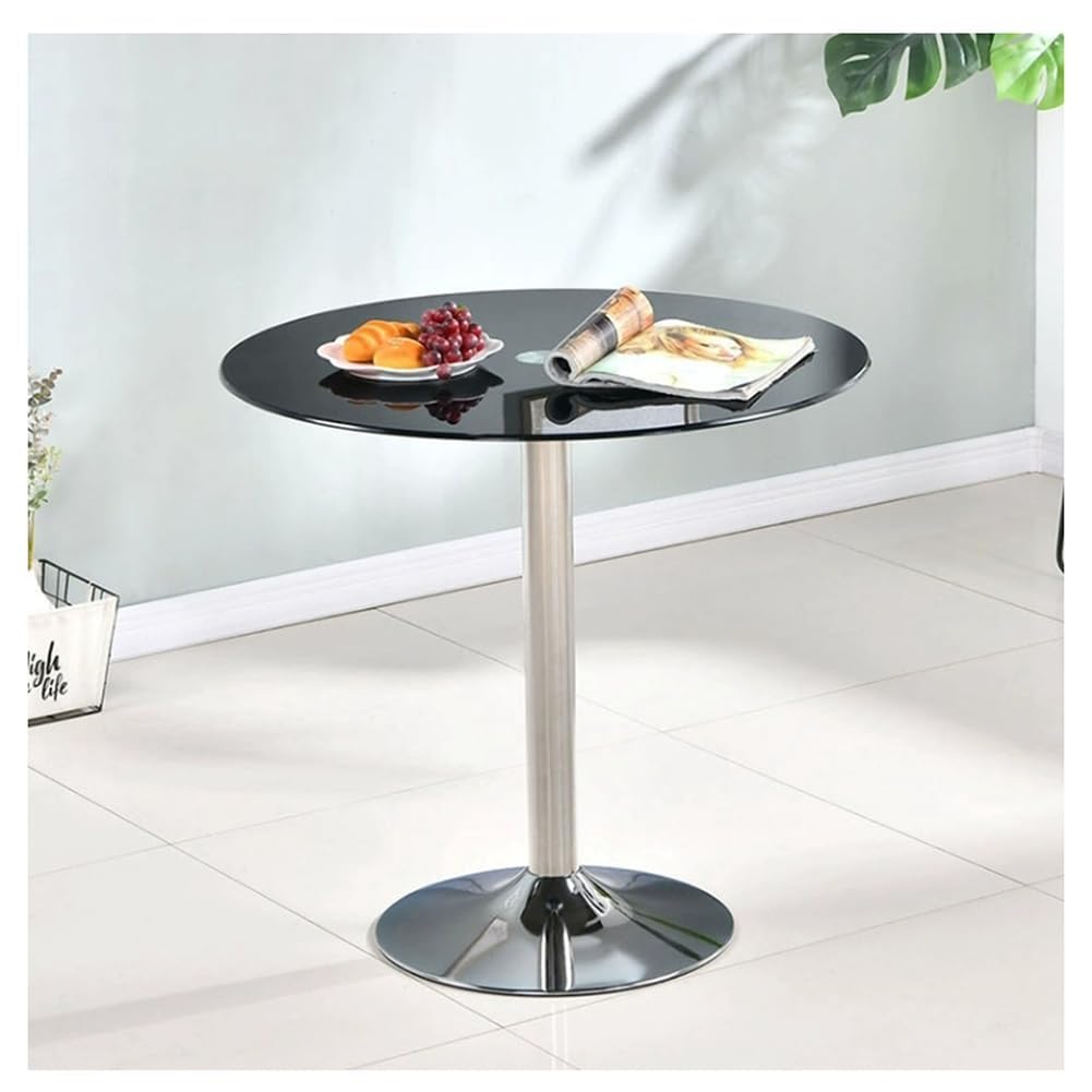 Stylowy nowoczesny okrągły stół do jadalni - 60/70/80 cm, 2-4-osobowy, czarna podstawa, idealny do kuchni i bistro, oszczędzający miejsce stół śniadaniowy, kompaktowa konstrukcja do małych przestrzeni